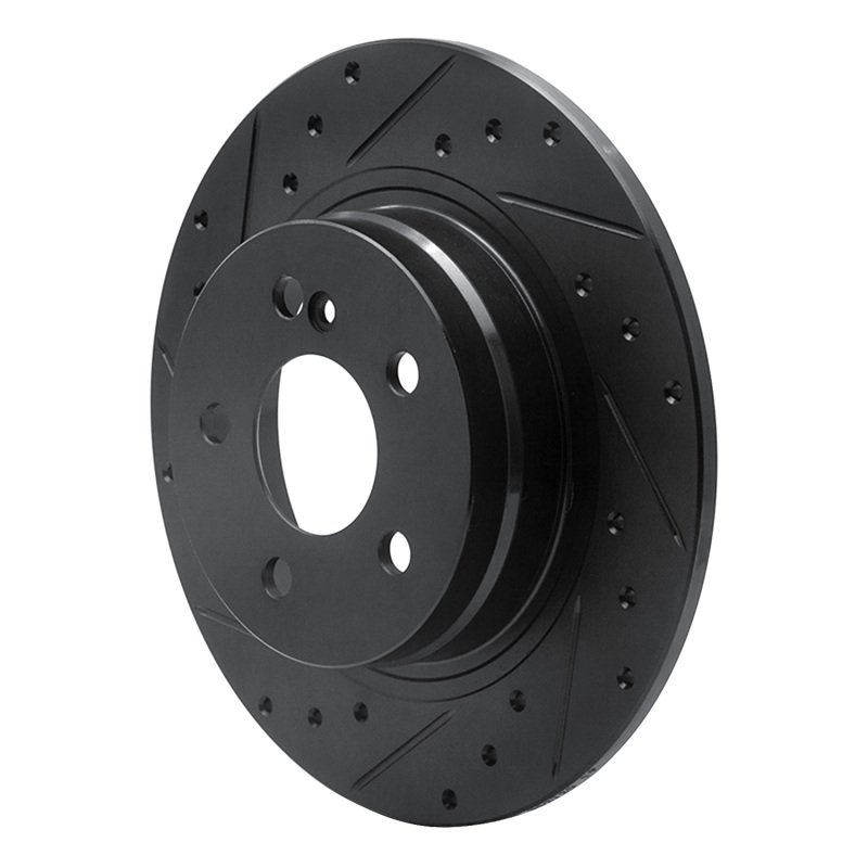Mercedes-Benz C250 Brake Rotor (1) - Rear Left - R1 Concepts - Drilled & Slotted - Black - `08-`15